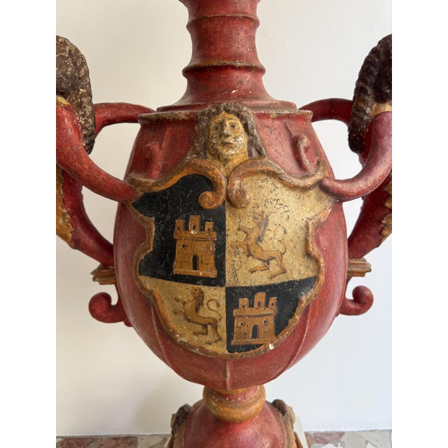 17th Century 17th Century Baroque Candleholder in Lacquered Wood and Plaster, Spain, 1600 For Sale - Image 5 of 18
