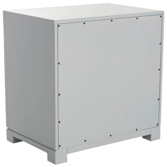 Three Drawer Greek Key Nightstand in Grey For Sale - Image 4 of 11