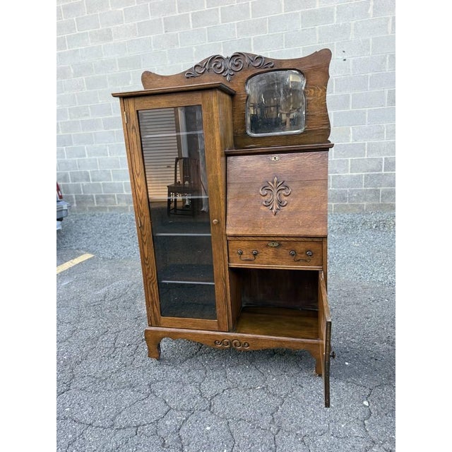 Antique Larkin Style Tiger Oak Side-by-Side Secretary Desk For Sale - Image 12 of 18
