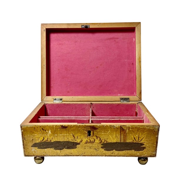 19th Century 19th Century English Chinoiserie Regency Pinwork Work Box For Sale - Image 5 of 9