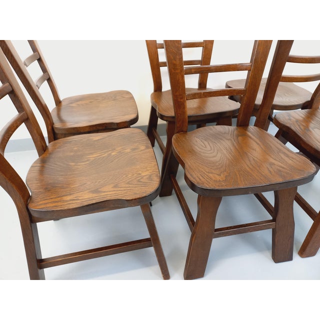 Vintage Brutalist Oak Chairs, 1960s, Set of 6 For Sale - Image 10 of 18