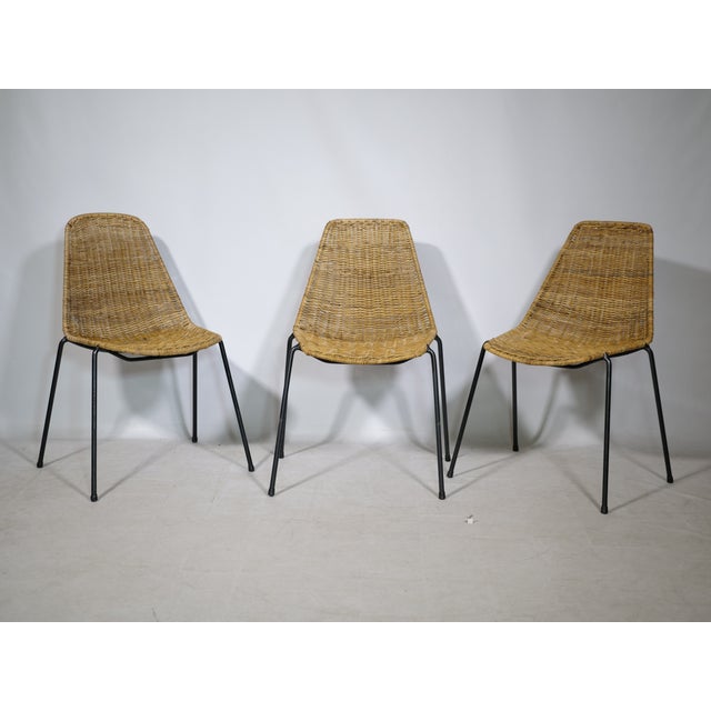Basket Chairs in Wicker and Metal by Gian Franco Legler, 1960s, Set of 3 For Sale - Image 12 of 12