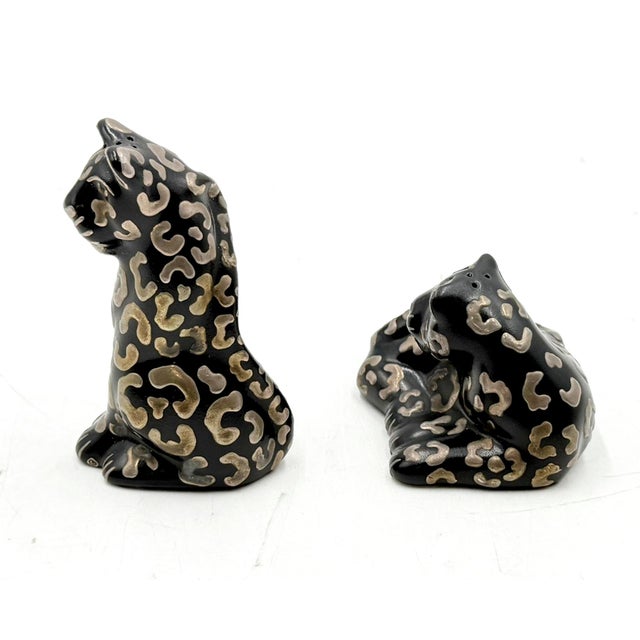 Black 1980s Emilia Castillo Porcelain & Pure Silver Table Sculptures/Salt & Pepper Shakers For Sale - Image 8 of 18