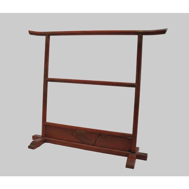 Japanese Lacquer Display Rack With Painted Gilt Chrysanthemum Full Moon Design For Sale - Image 4 of 10