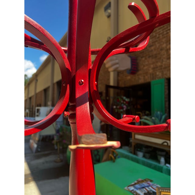 1970s Red Wooden Vintage Hat/Coat Rack, Slight Condition Issue For Sale - Image 5 of 7