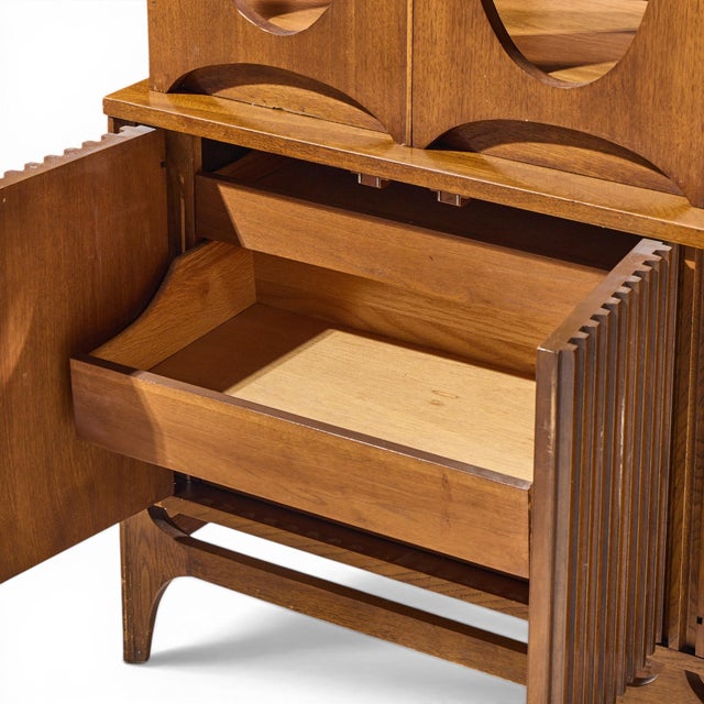 Wood Broyhill Brasilia Mid Century Walnut Room Divider For Sale - Image 7 of 11