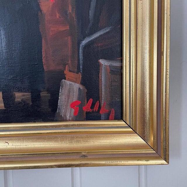 1930s 1930s Early Swedish Modernist Interior Scene Oil Painting by Göte Lundberg For Sale - Image 5 of 14