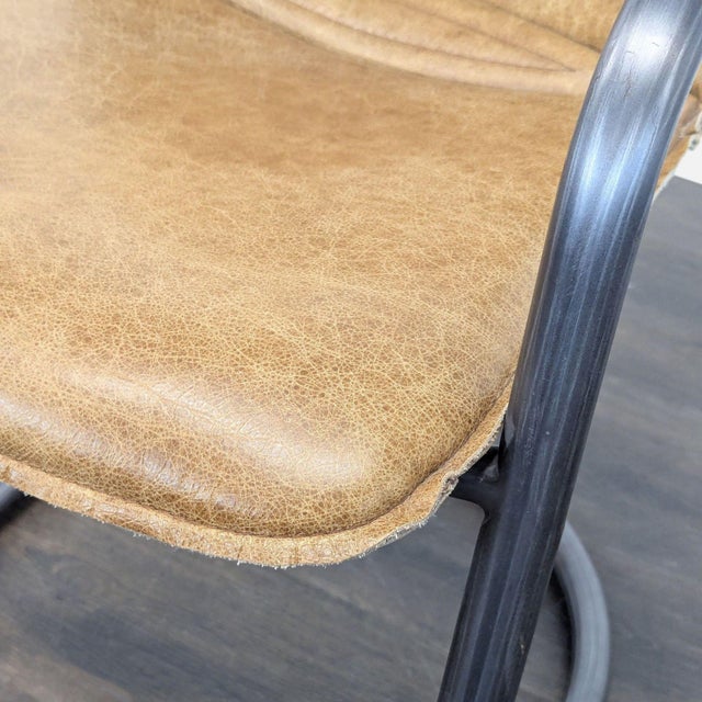 Industrial Style Lounge Chair With Metal Frame and Brown Leather Seat For Sale In San Francisco - Image 6 of 10
