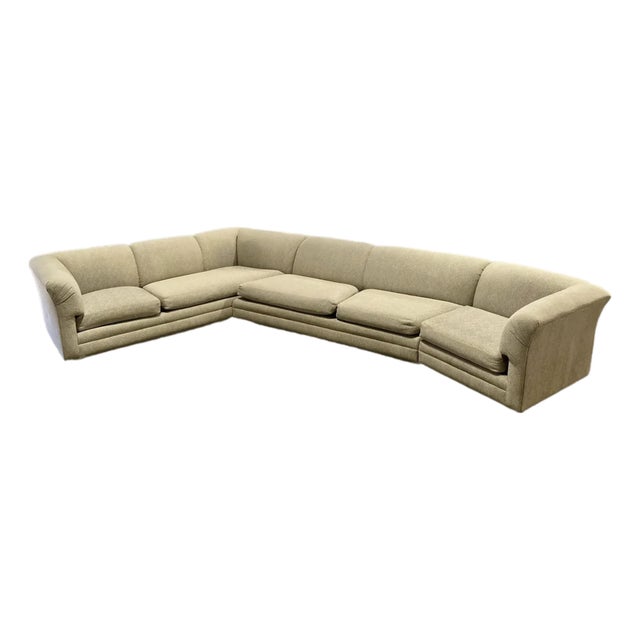 Vintage Mid Century Modern Milo Baughman Style Chrome Base 3 Piece Sectional Sofa For Sale