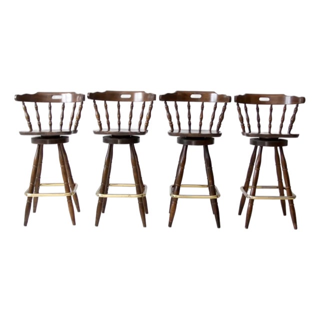 Vintage Pub Style Bar Stools Set of 4 For Sale