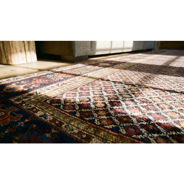 Magnificent Dots Pattern Ion a Black Background Color Antique Persian Rug For Sale - Image 11 of 13
