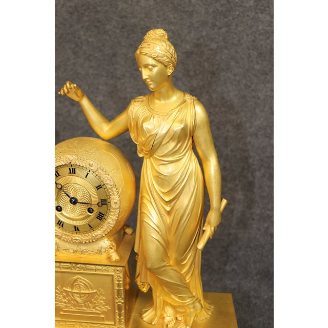 19th C. Large French Empire Bronze Gilded Ormolu Figural Clock For Sale - Image 15 of 17