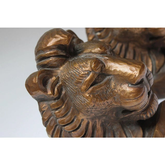 Paint Pair of Mid-Century Modern Gold "Lion" Bookends For Sale - Image 7 of 12