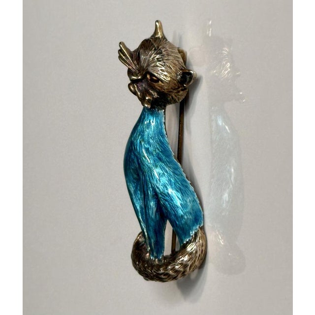 Mid-Century Modern Vintage Cat Brooch in Silver and Enamel from Finn Jensen, Norway, 1960s For Sale - Image 3 of 13