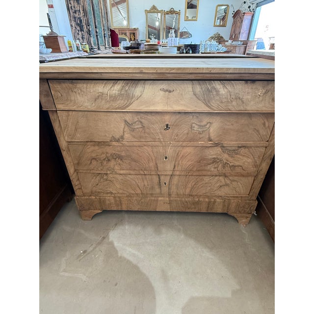 19th Century French Louis Philippe Burl Walnut Bleached Chest of Drawer / Commode For Sale - Image 11 of 12