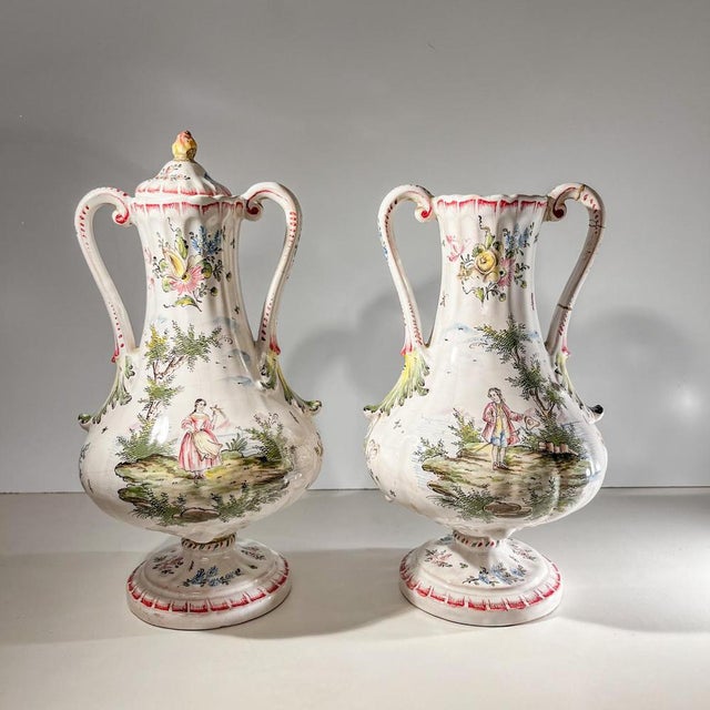 Covered Vases by Joseph Gaspard Robert for Faïencerie de Marseille, 18th Century, Set of 2 For Sale - Image 18 of 18