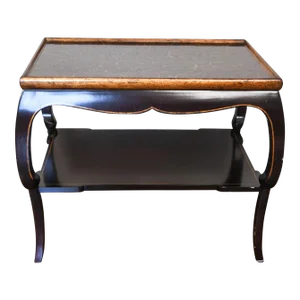 Vintage Black Lacquered Chinoiserie Accent Side Table