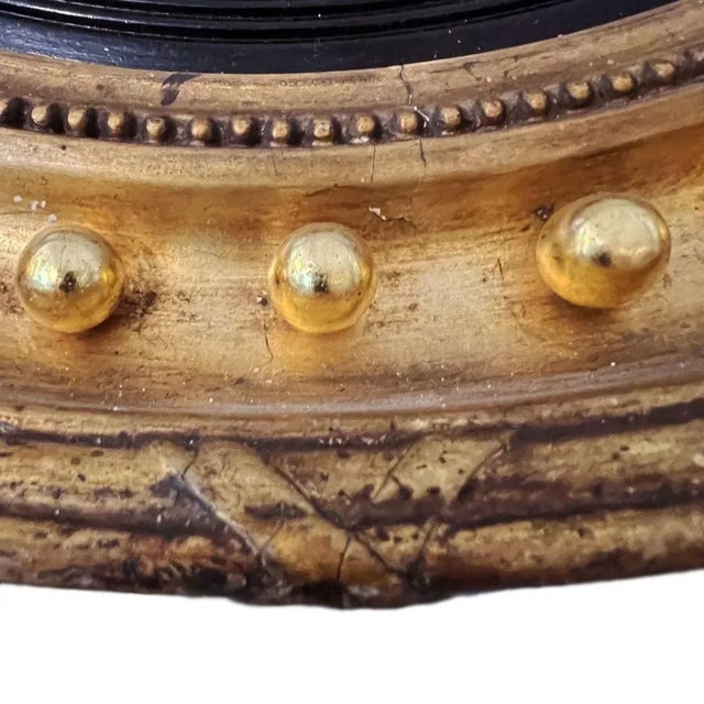 Hollywood Regency English Regency Mirror with Convex Glass For Sale - Image 3 of 5