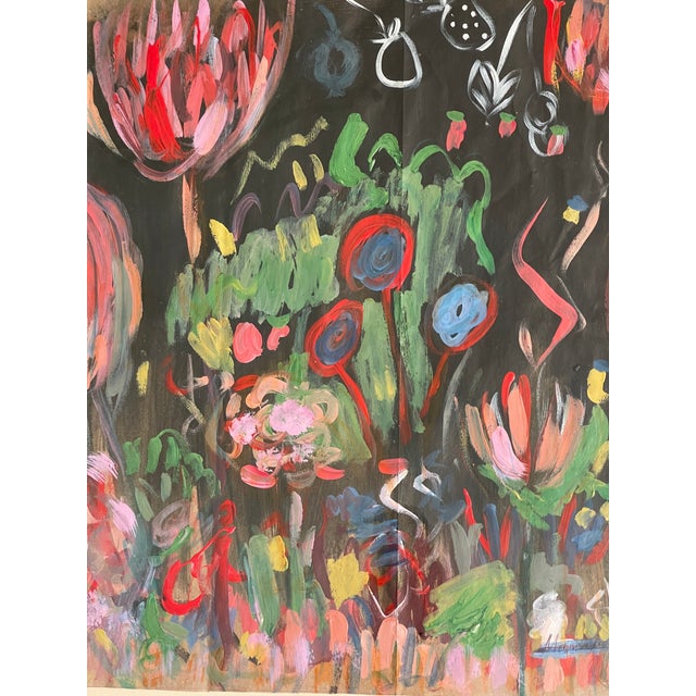 Sculpture Materials 1970s Abstract Modern Magic Garden at Moonlight Signed and Framed For Sale - Image 7 of 7
