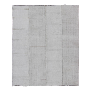 Turkish Paneled Kilim Vintage Rug in Off-White 10'6 X 11'1
