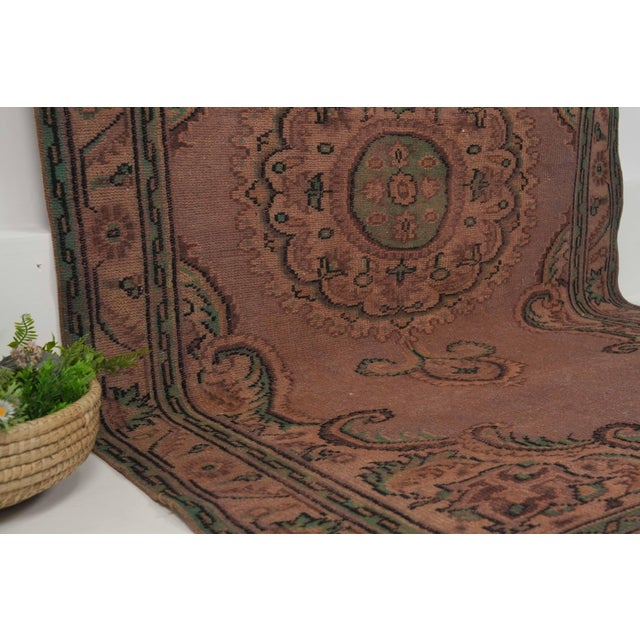 1970s Vintage Turkish Handmade Wool Cotton Pink Area Rug For Sale - Image 12 of 12