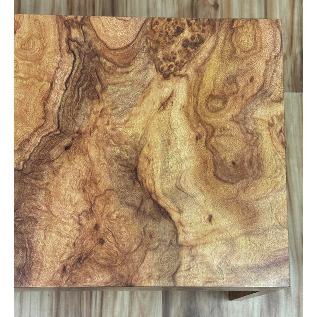 Vintage Mid Century Faux Burlwood Formica Console Table For Sale - Image 11 of 12