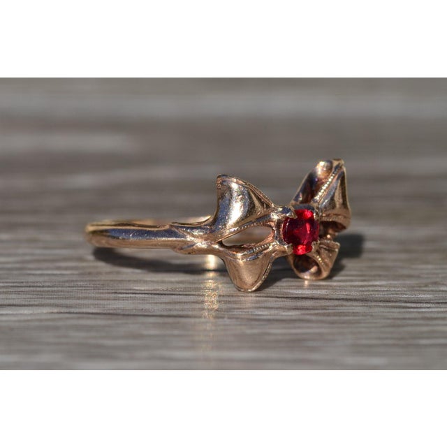 Metal The Fennville: Ladies Rose Gold Bow Ring set with Doublet Center For Sale - Image 7 of 10