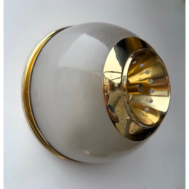 1960s Pair of Brass and Glass Azucena Sconces by Luigi Caccia Dominioni, Italy, 1960s For Sale - Image 5 of 12