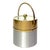 Faux Brushed Brass and Steel Wrapped Acrylic Ice Bucket With Lid For Sale