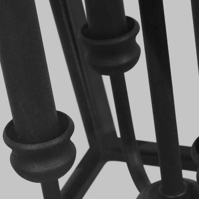 Visual Comfort Sean Lavin by Visual Comfort Studio Galena 4-Light Outdoor Large Pendant Lantern in Textured Black For Sale - Image 4 of 5