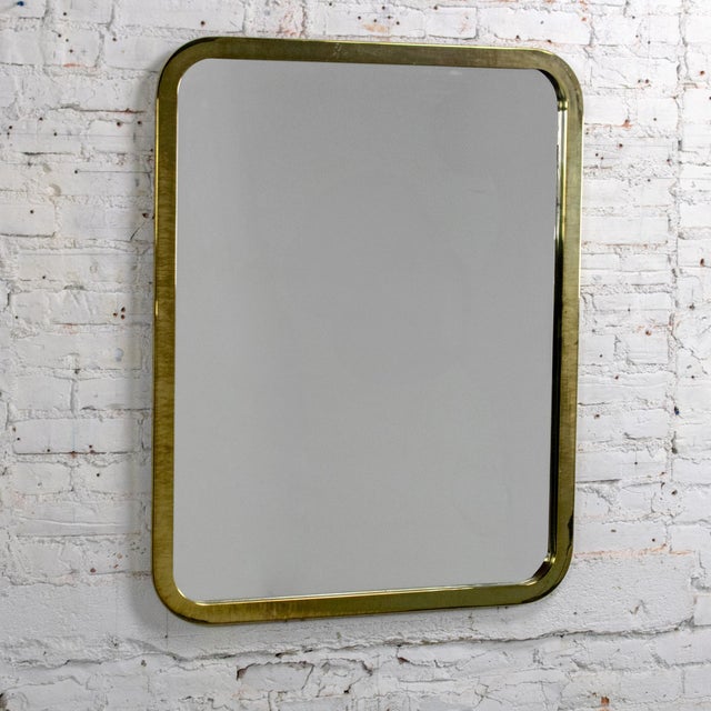 Modern Late 20th Century Modern Wall Mirror by Milo Baughman for Thayer Coggin Brass Lamé Shape Frame For Sale - Image 3 of 18
