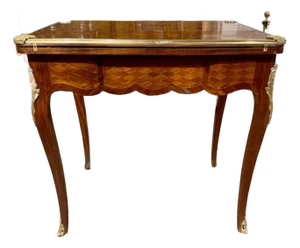 19th Century French Transitional Kingwood and Mahogany Inlaid Game Table