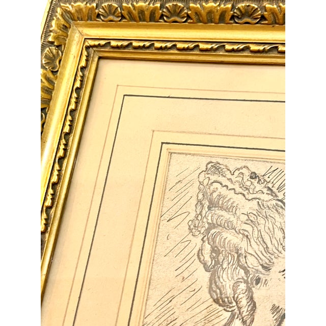 Antique French Pen and Ink Drawing Queen Marie Antoinette For Sale - Image 6 of 10