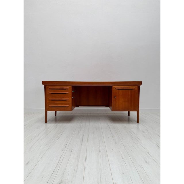Mid-Century Modern Danish Teak Executive Writing Desk by Ib Kofod-Larsen, 1960s For Sale - Image 3 of 18