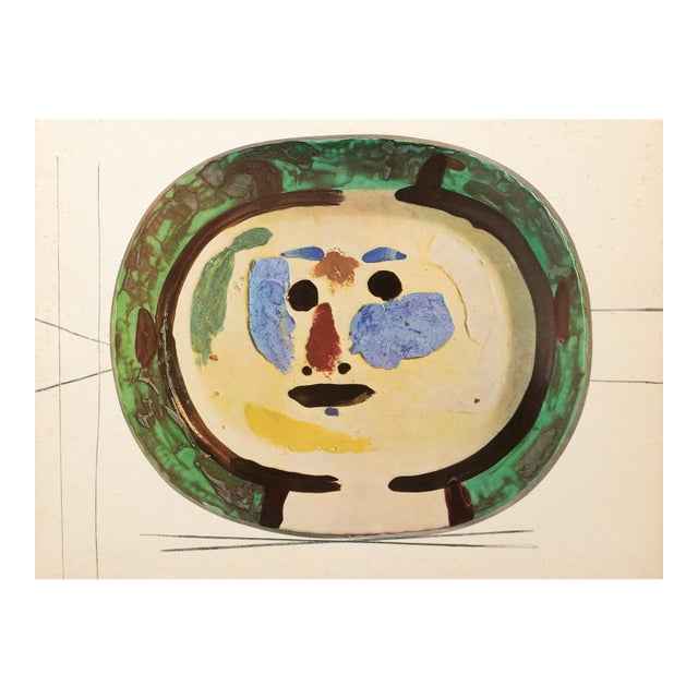 1955 Swiss Print of Picasso's Ceramic Platter "Young Smiling Face" For Sale