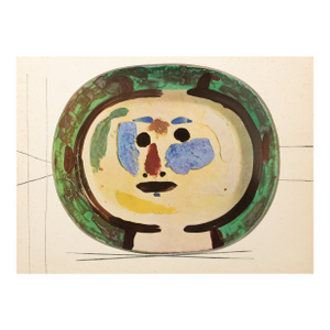1955 Swiss Print of Picasso's Ceramic Platter "Young Smiling Face"