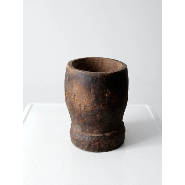 Wood Antique Wooden Mortar For Sale - Image 7 of 11
