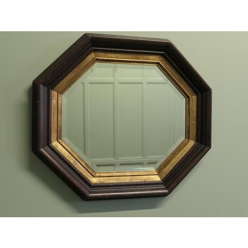 Regency Style Octagonal Black and Gilt Wall Mirror, 1990s For Sale - Image 6 of 7