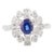 14k White Gold Floral Halo Diamond Blue Sapphire Princess Ring Size 7 For Sale