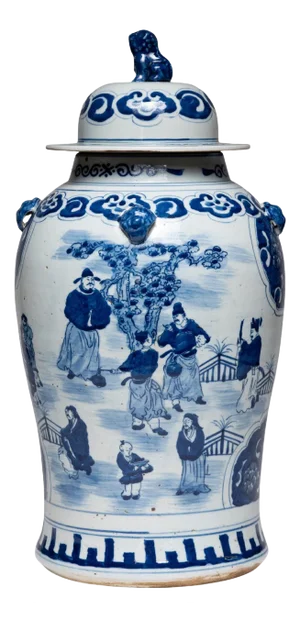 Chinese Blue and White Ruyi Baluster Jar