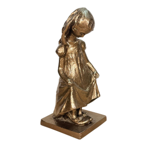 Vintage 21" Brutalist Gold Gilded Little Girl Sculpture