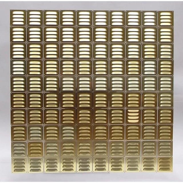 Gold Aero Foil Decorative Wall Object with Brass Ventilation Plates on Macrolon, 2019 For Sale - Image 8 of 8