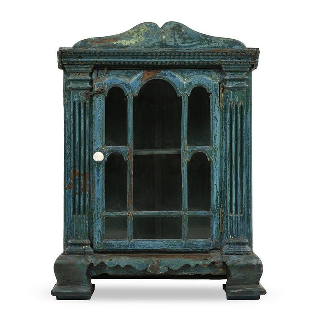 Patinated Wooden Wall Display Cabinet For Sale - Image 9 of 9
