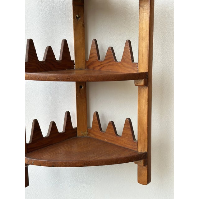 Vintage Sawtooth Edge Tiered Corner Shelf, Circa 1950s-60s For Sale - Image 12 of 14