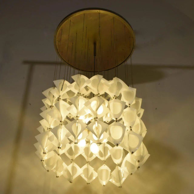 Italian Aluminum and Opaline Glass Ceiling Lamp from Mazzega, 1969 For Sale - Image 11 of 12