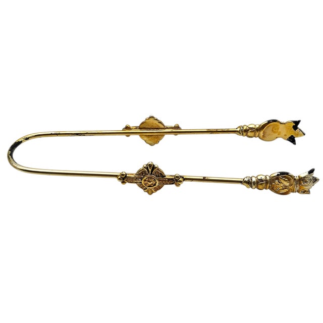 Vintage Aesthetic Daisy Button Blue Glass Pickle Castor Gp Original Tongs 11" For Sale - Image 11 of 18