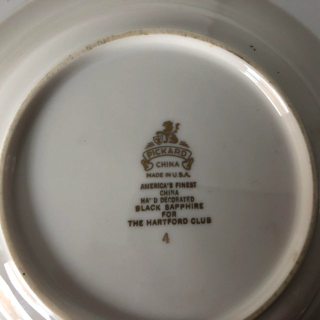 89�s Black Sapphire China by Pickard Soup Bowls S/5 For Sale In New York - Image 6 of 7