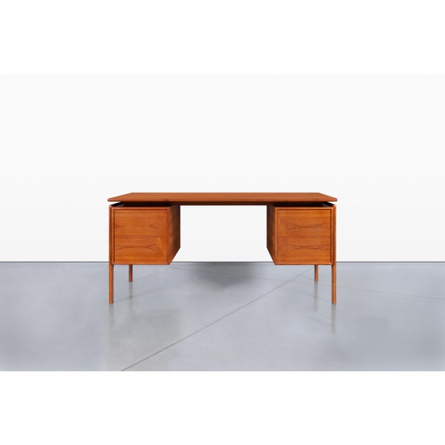 Danish Modern Floating Top Teak Executive Desk by g.v. Mobler For Sale - Image 11 of 14