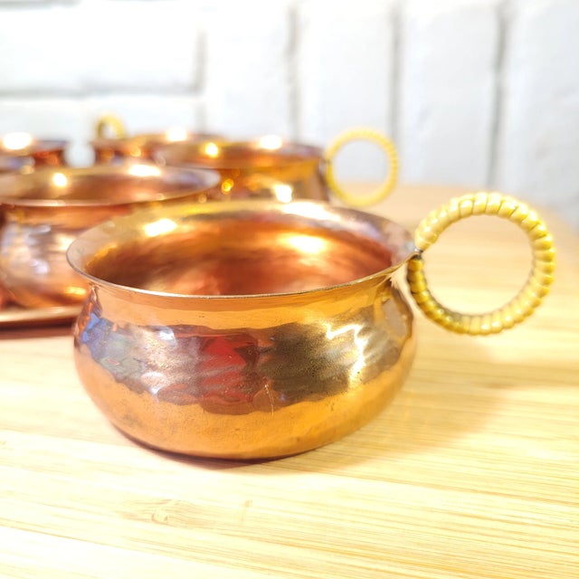 1960s Zint Mid-Century Hammered Copper Cup Set- 7 Pieces For Sale - Image 5 of 10