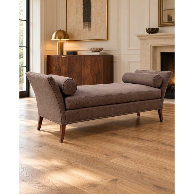 Bright Chair Company Upholstered Herringbone Chaise Daybed With Bolsters For Sale - Image 13 of 15